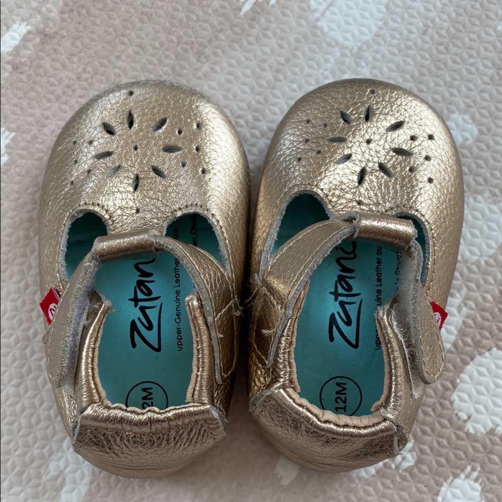 3 for $20 Zutano Gold Baby Shoes Excellent Used Condition Mary Jane style